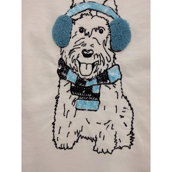 Weekends by Chicos Dog Embroidered Westie Terrier Top Sz 0 S - Picture 3 of 7